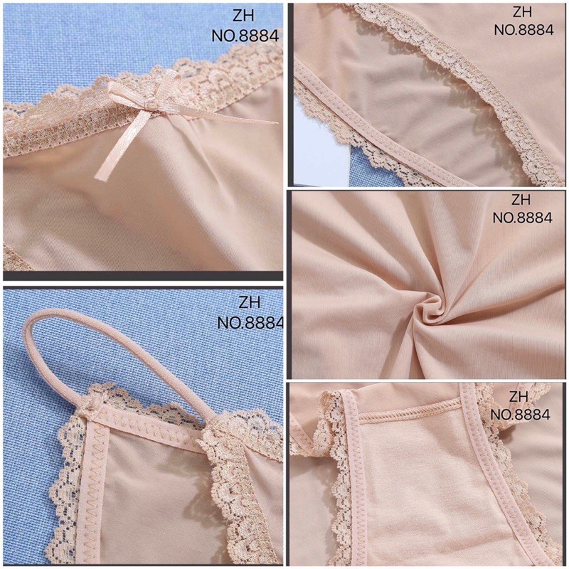 กางเกงชั้นในบิกินีผ้าลื่น ขอบแต่งลูกไม้น่ารัก ผ้ายืดหยุ่น นุ่ม สบายผิว ZH.8884 - รูปที่ 7