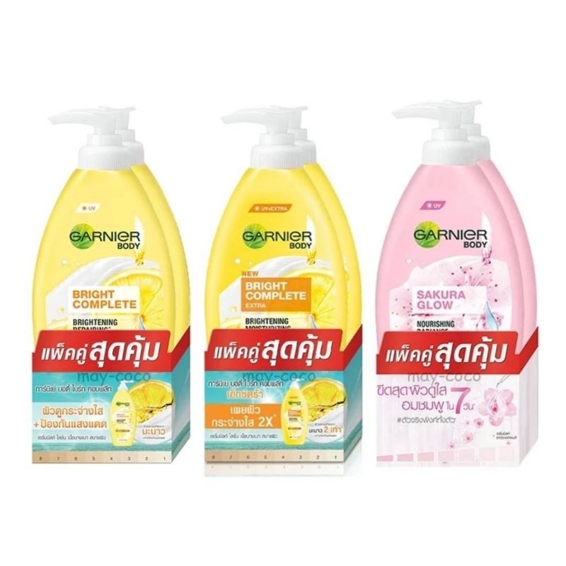 400ml.แพ็คคู่ การ์นิเย่ไลท์คอมพลีทไวท์เทนนิ่งมิลค์โลชั่น 400มล GARNIER LIGHT WHITENING LOTION 400ml
