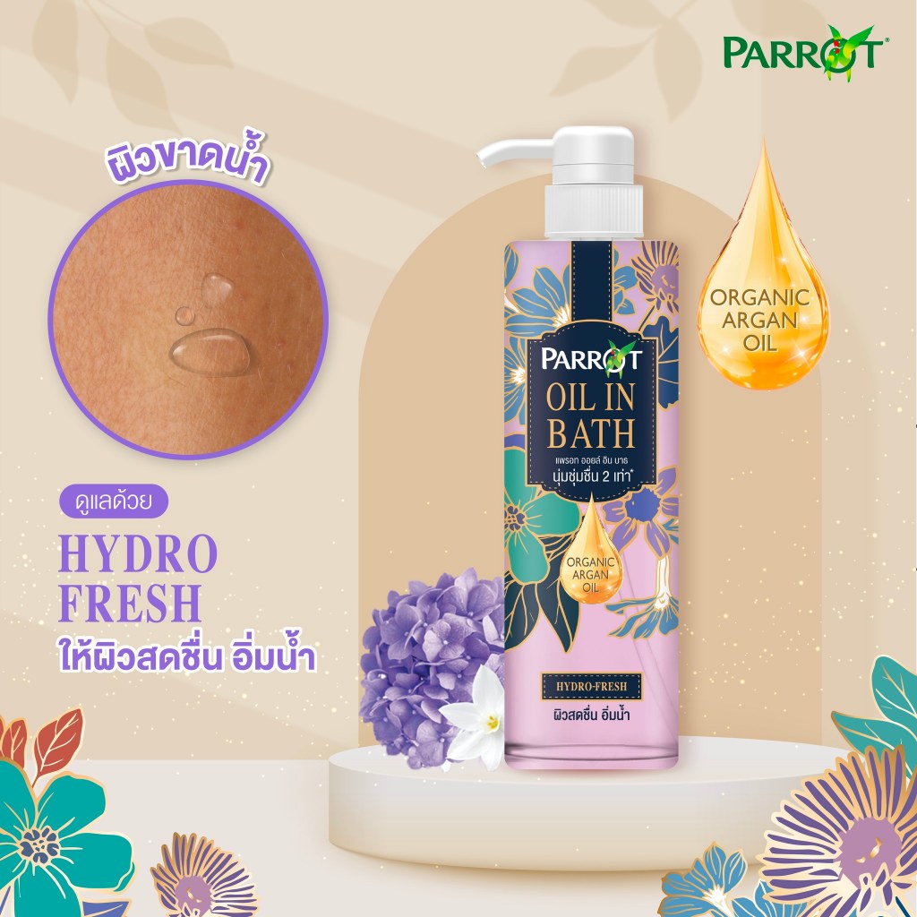 (1แถม1) Parrot Shower Cream Oil in Bath 400ml แพรอท ครีมอาบน้ำ ออยล์ อิน บาธ 400มล. - รูปที่ 4