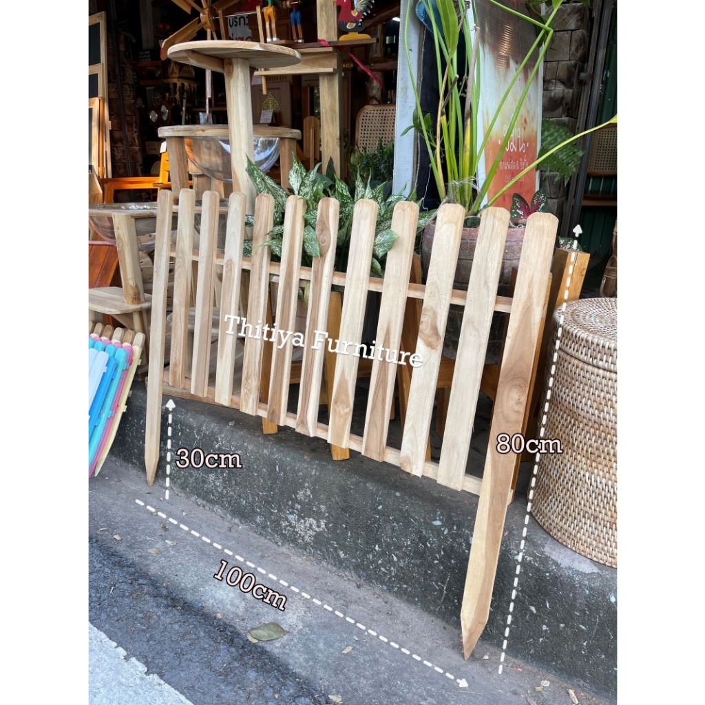 รั้วไม้สัก ขนาด80x100 รั้วตกแต่งสวน รั้วสำเร็จ รั้วกั้นสวนครัว รั้วดอกไม้ รั้วระแนง DIY รั้วบ้าน