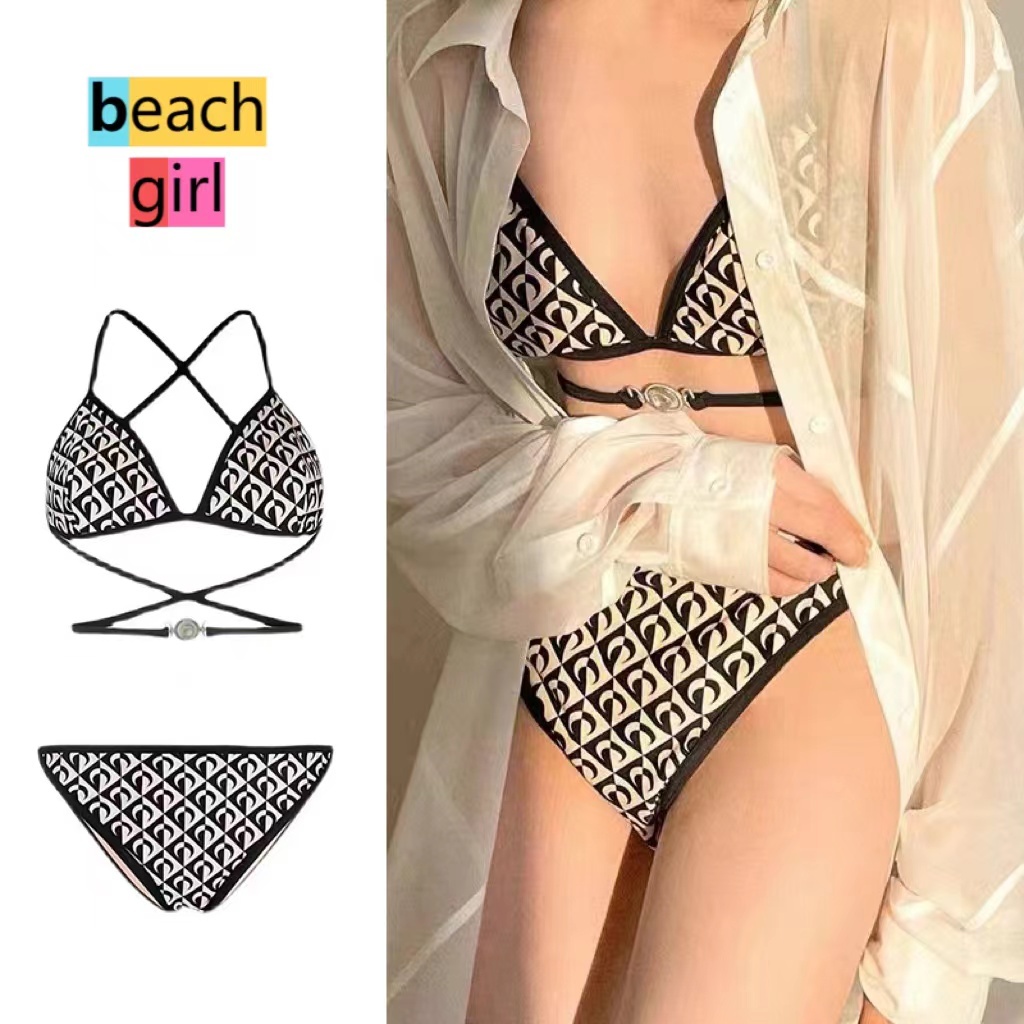 beachgirl vintage bikini ทูพีช สีดํา ชุดว่ายน้ำแฟชั่น อวบ เซ็กซี่ ผ้าเนื้อดี #0055