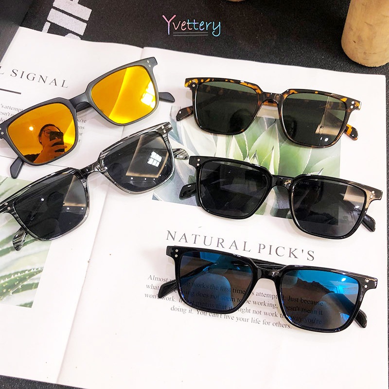 ร้านค้าไทย🔥แว่นกันแดดกล่องสี่เหลี่ยมป้องกันรังสียูวีแฟชั่นวินเทจเจ๋งผู้ชายผู้หญิงขนาดเล็กเบาพิเศษ