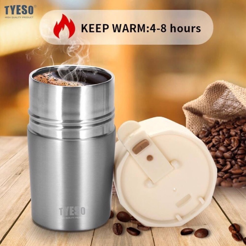 Tyeso coffee Stainless steel lock cover แก้วกาสแตนเลสฝาล็อค