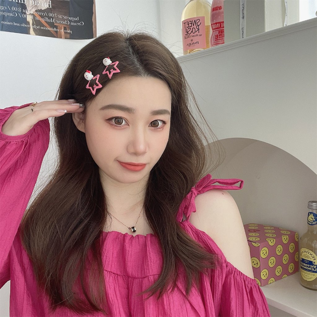 ส่งเร็ว กิ๊บติดผมซานริโอ้การ์ตูนน่ารักรูปดาวห้าแฉกลายจุดที่มีสีสันละเอียดอ่อนเกาหลีสำหรับผู้หญิงเครื่องประดับผม-Ranliyy