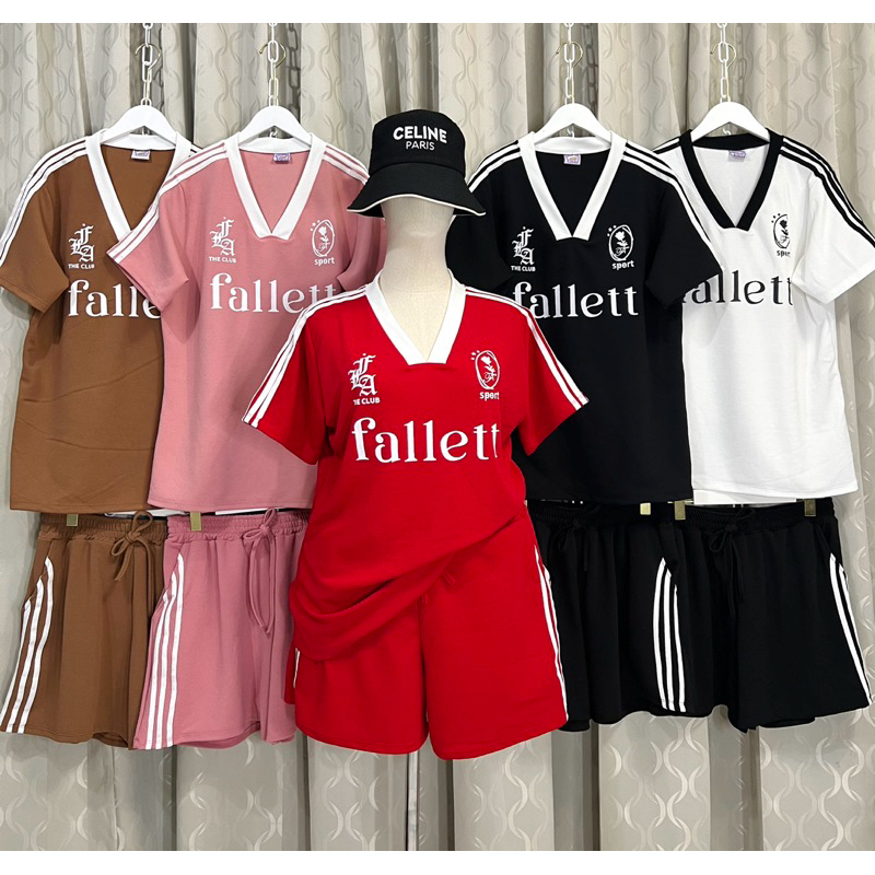 เซตเสื้อoversizedกีฬาแมทส์กางเกงขาสั้นทรงสปอร์ตสาวอวบ