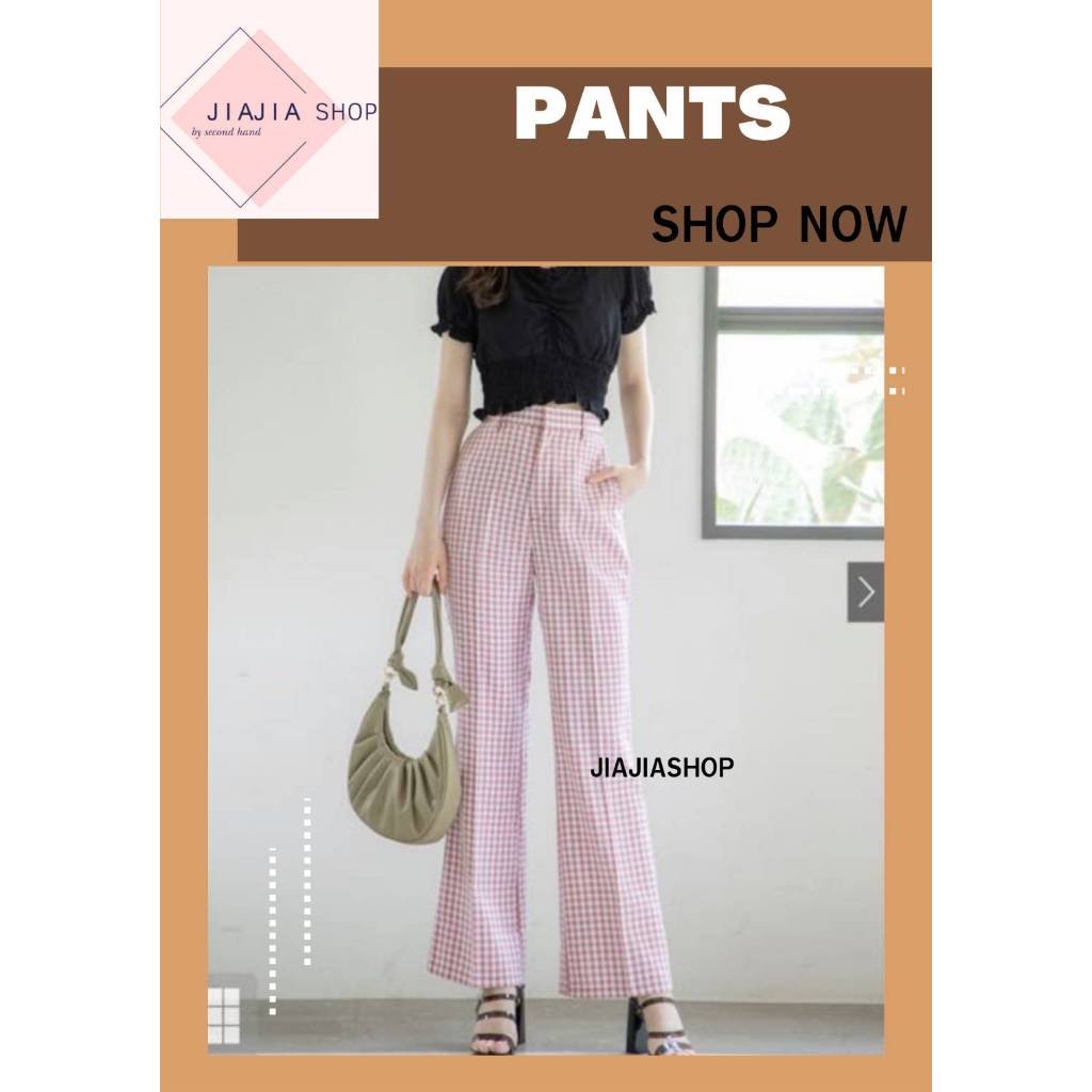 กางเกงขายาวลายสก็อต 🌿 GRL  🌿 (มือสองงานคัด สภาพใหม่)