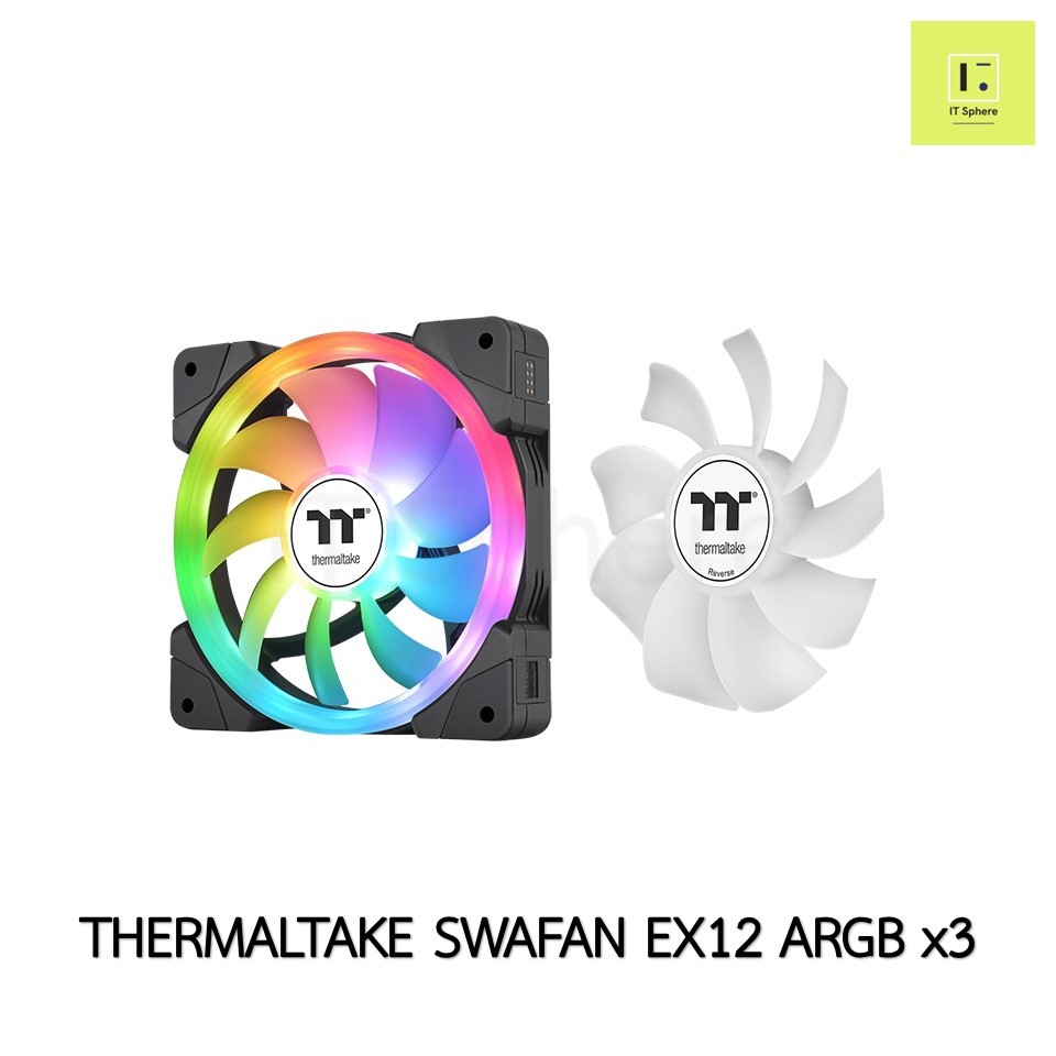 THERMALTAKE SWAFAN EX 12 ARGB SYNC BLACK FAN x3 FAN BLADESx6 :  CL-F167-PL12SW-Aพัดลม Fan fancase พัดลมเคส ex12
