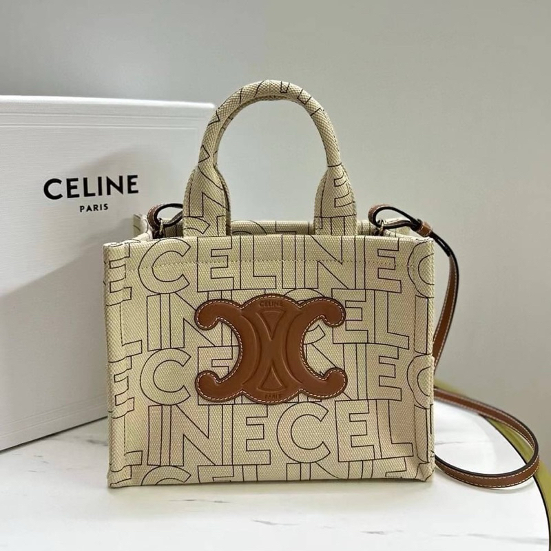 Celine Cabas small White logo(Ori)เทพ size 26 cm.