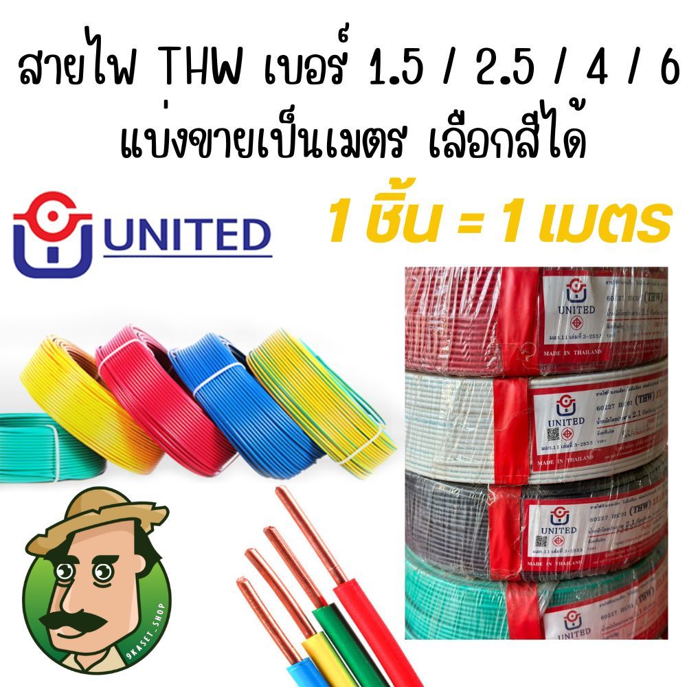 สายไฟเดี่ยว สายไฟทองแดง THW แบ่งขายสายไฟ 1 เมตร เบอร์ 1.5, 2.5, 4, 6 สายเดี่ยว สายทองแดง ยี่ห้อ Unit