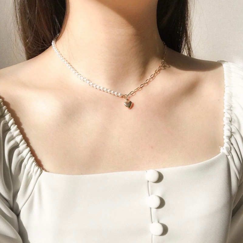สร้อยคอมุกรุปหัวใจ Nala,Nilla necklace