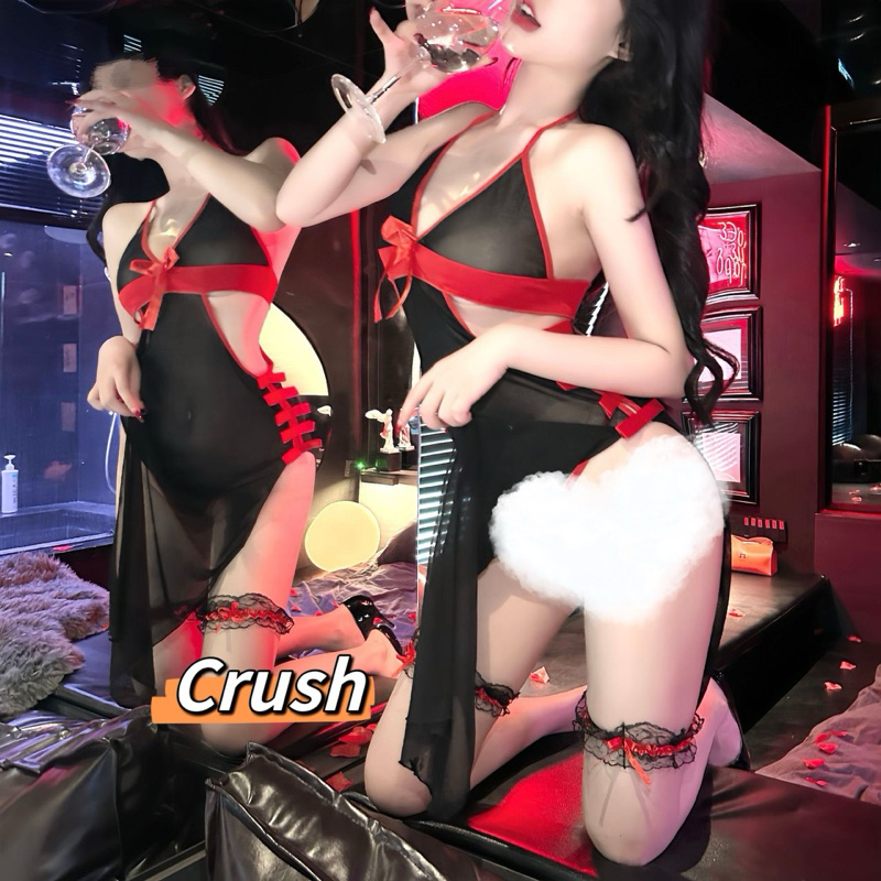 Crush ชุดนอนไม่ได้นอน เซ็กซี่ ชุดกระโปรงยาว หมวยเอ็กค์ ผ้าซีทรูยั่วสุดเลยค้าา พร้อมส่งจากไทย (HQP)​