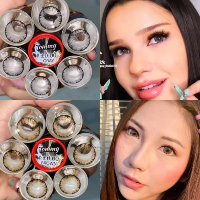 คอนแทคเลนส์ มี อย.ไทย บิ๊กอาย ลาย Tommy เทา/น้ำตาล Gray/Brown มีค่าสายตา (0.00)-(10.00) รายเดือน