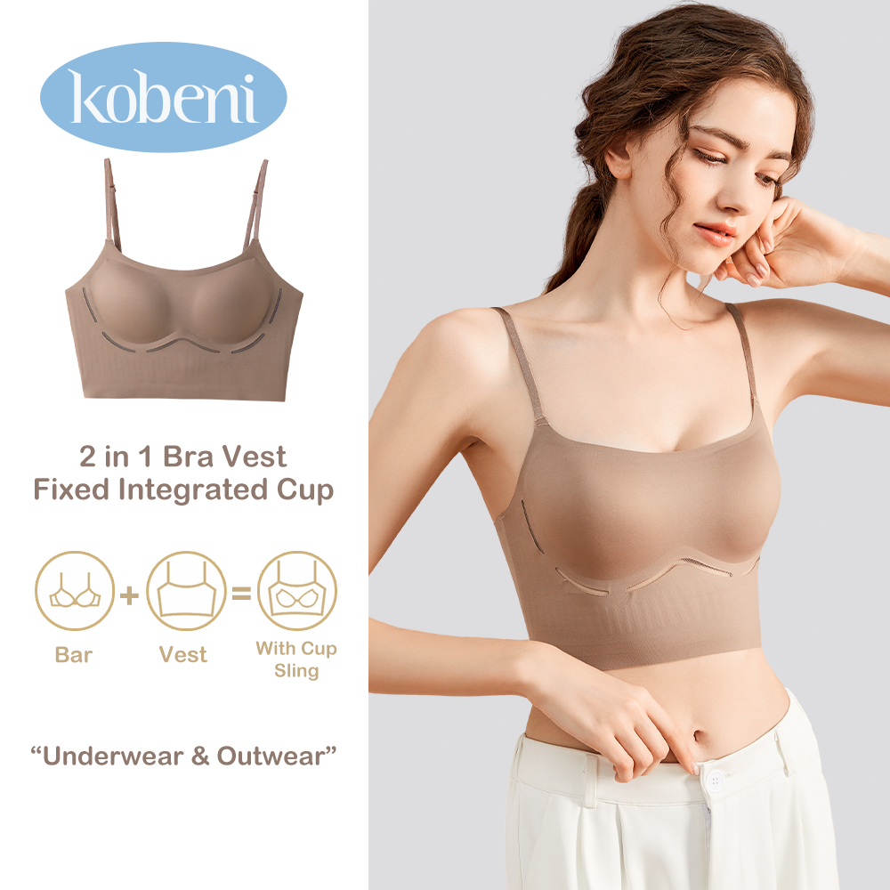 KOBENI ชุดชั้นในสตรี ไร้รอยต่อ หน้าอกใหญ่ ดูเล็ก รวบรวมด้านข้าง ดูผอมลง ดูดซับแรงกระแทก สไตล์เสื้อกั๊กอเมริกั