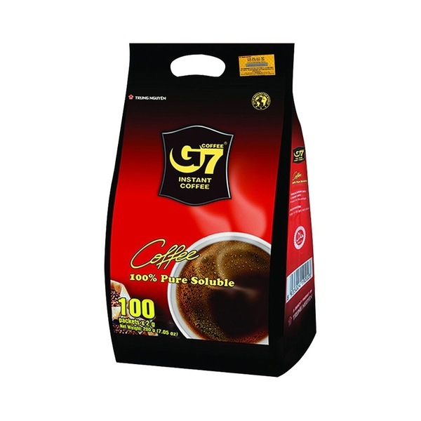 G7 100% Pure Soluble Instant Coffee จีเซเว่น กาแฟสำเร็จรูป ของดังเวียดนาม 2g. x 100ซอง