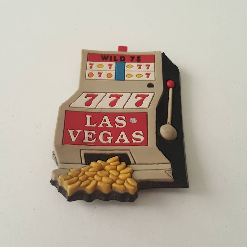 แม่เหล็กติดตู้เย็น 3D Fridge Magnet Slot Machine Las Vegas Jackpot 777 Red Blue ของสะสม ของแท้  - ของมือสอง