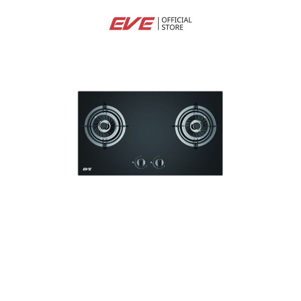 EVE เตาแก๊ส 2 หัวคู่ แบบฝัง หน้าเตากระจกนิรภัยสีดำ FURY 2B
