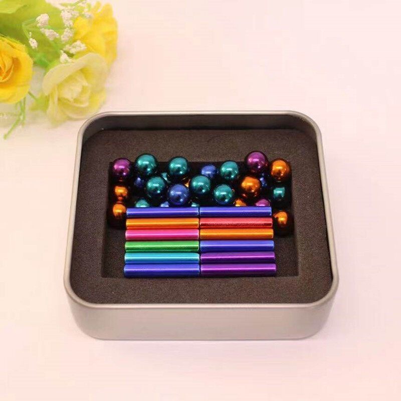 ของเล่น แม่เหล็ก อัจฉริยะ เสริมพัฒนาการ เสริมจิตนาการ ตัวต่อแม่เหล็ก แม่เหล็กแท่ง neodymium magnet 63 ชิ้นmfh1_