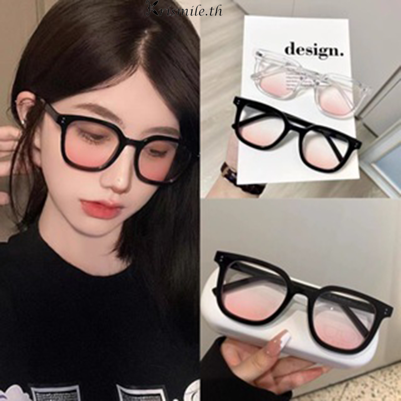 COD-ในไทย แว่นตากันแดด กรอบสีดําไล่โทนสี สีชมพู น่ารัก ป้องกันแสงแดด insสไตล์เกาหลี สไตล์ใหม่นักเรียนสำหรับผู้หญิงKrismi