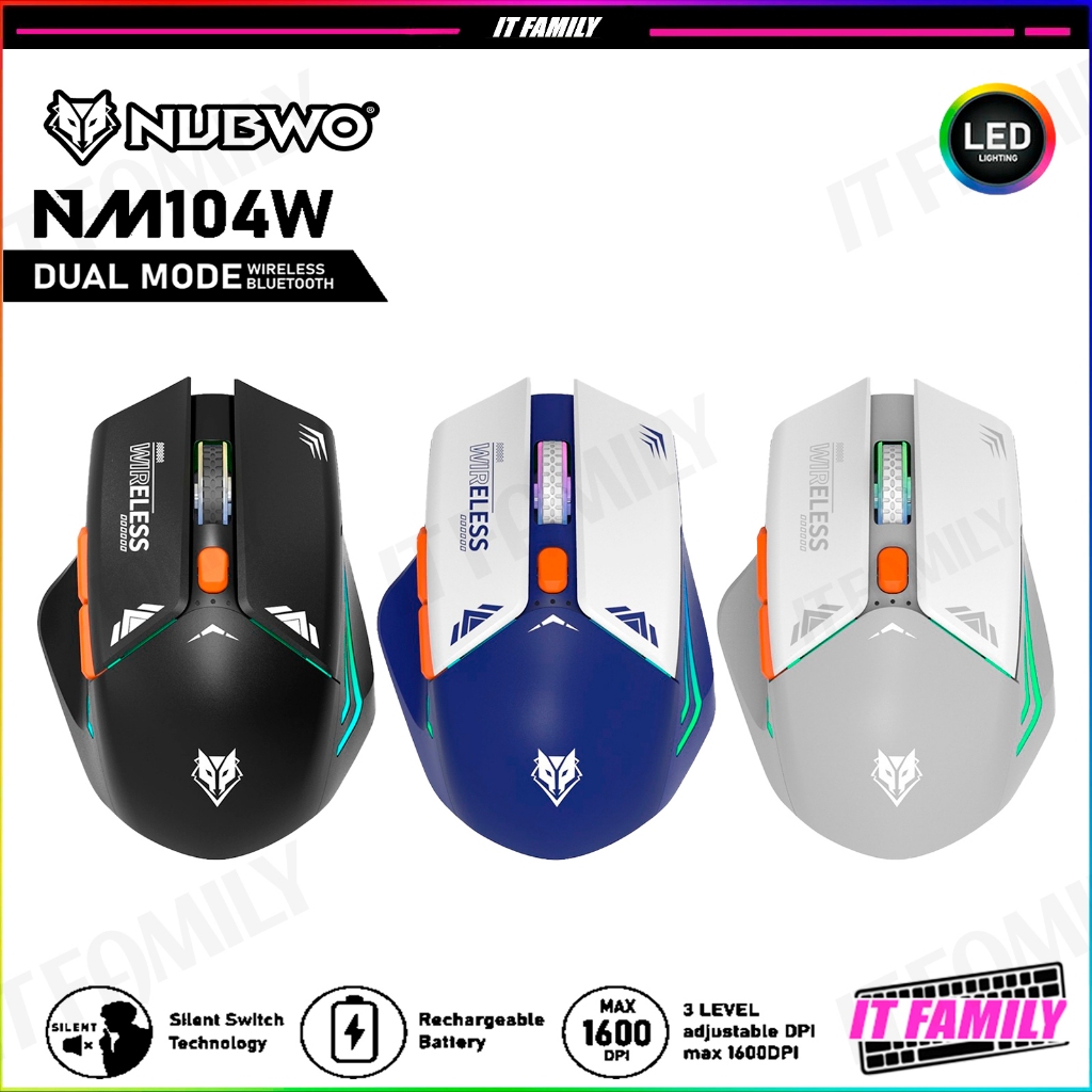 NUBWO NM104W เมาส์ไร้สาย Multi-Mode เงียบสนิท ชาร์จได้ ตอบโจทย์ทุกการใช้งาน