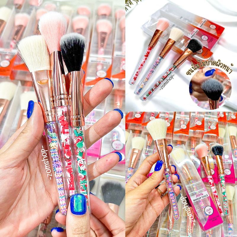 แปรงปัดแก้ม【ด้ามใส】ด้ามจับน่ารัก แปรงแต่งหน้า ขนนุ่มนิ่มน่าใช้ makeup brush