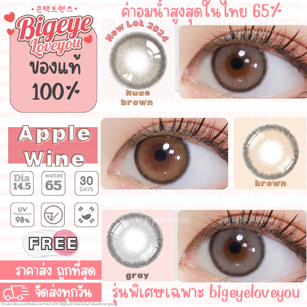 คอนแทคเลนส์🌈Apple Wine🌈 Nude Brown / Brown / Gray (Shinee) ขนาดกลาง💖
