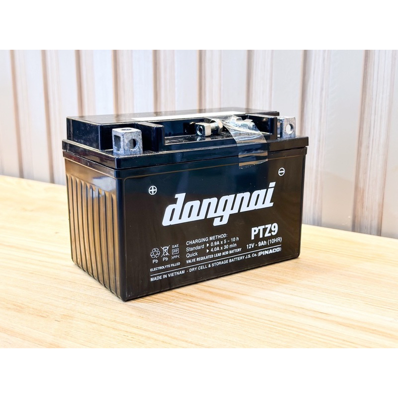 แบตเตอรี่ มอเตอร์ไซค์ Dongnai รุ่น PTZ9 เทียบเท่า Yuasa YTX9-BS