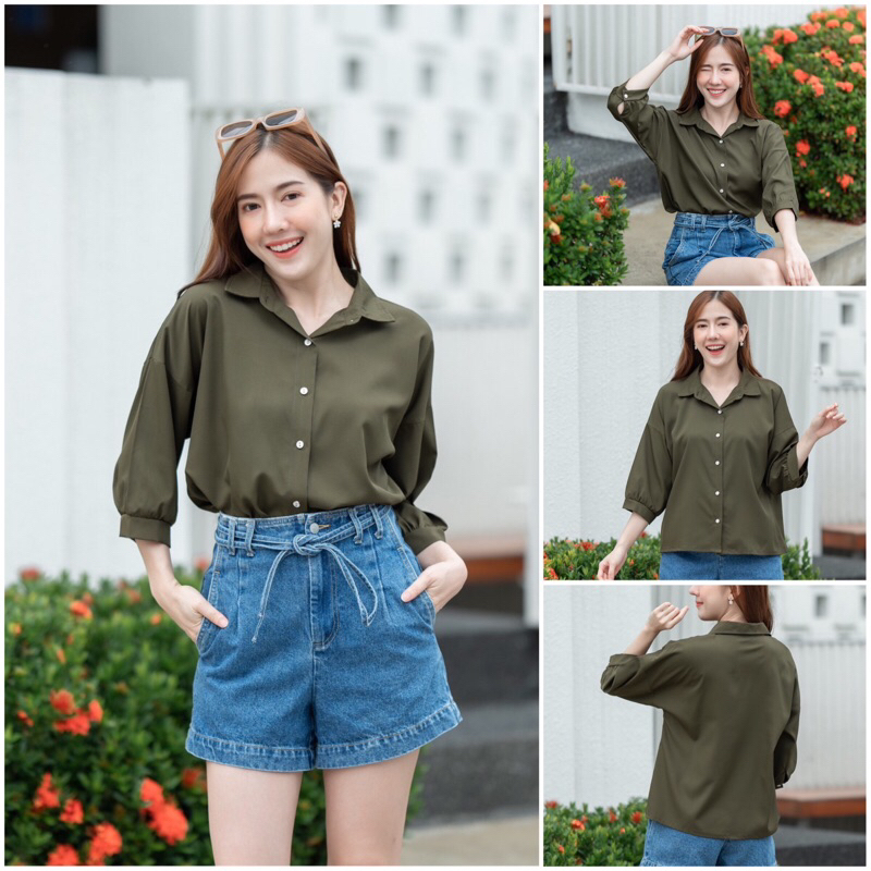 เชิ๊ตแขนจั๊ม สี่ส่วน #L154SHOP_W031