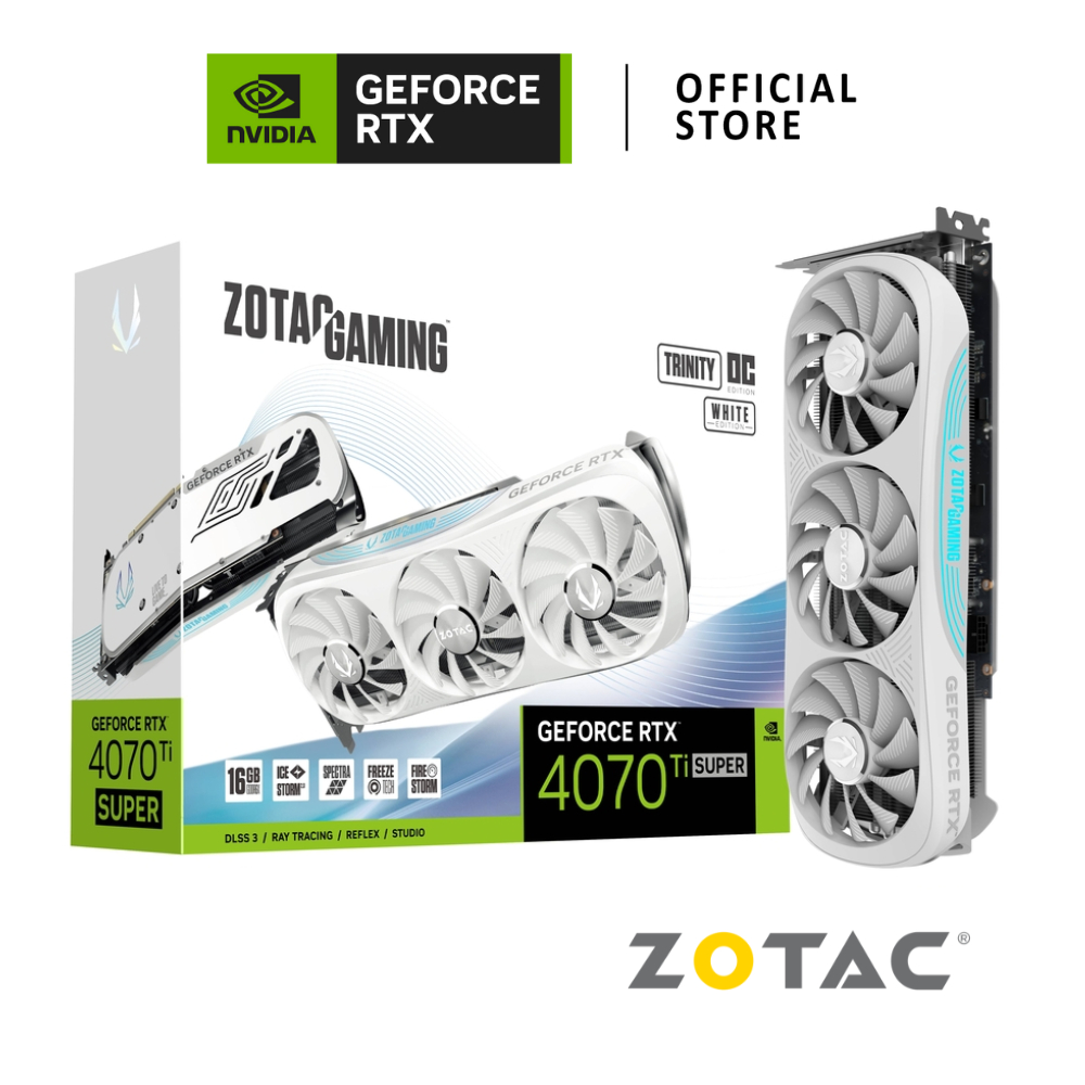 ZOTAC GAMING NVIDIA® GeForce RTX 4070 Ti SUPER Trinity OC White Edition 16GB GDDR6X การ์ดจอ