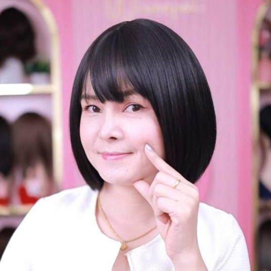 วิกผมสั้นหน้าเด็ก รุ่น540 วิกผมบ๊อบสั้น สีดำธรรมชาติ ยาว28 cm ไม่เงา