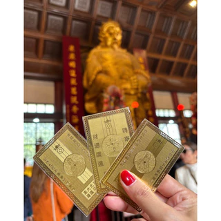 ทำพิธีแล้ว‼️แผ่นทองเรียกทรัพย์หรือแผ่นทองวัดแชกงหมิวฮ่องกง แผ่นทอง2ด้านพร้อมบทสวดเรียกทรัพย์ แถมฟรี!ถุงกำมะหยี่แดงโชคดี