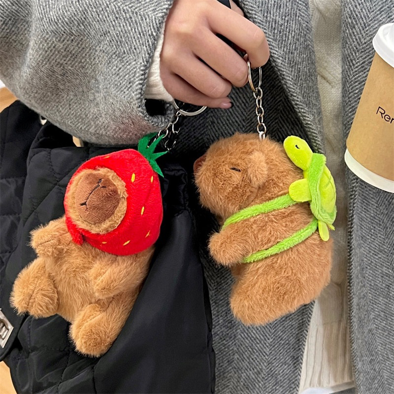 blinkgirl พร้อมส่ง พวงกุญแจ คาปิบารา capybara ห้อยกระเป๋าน่ารักๆ ขนาด 13.5cm หมวกน้องถอดได้น้า