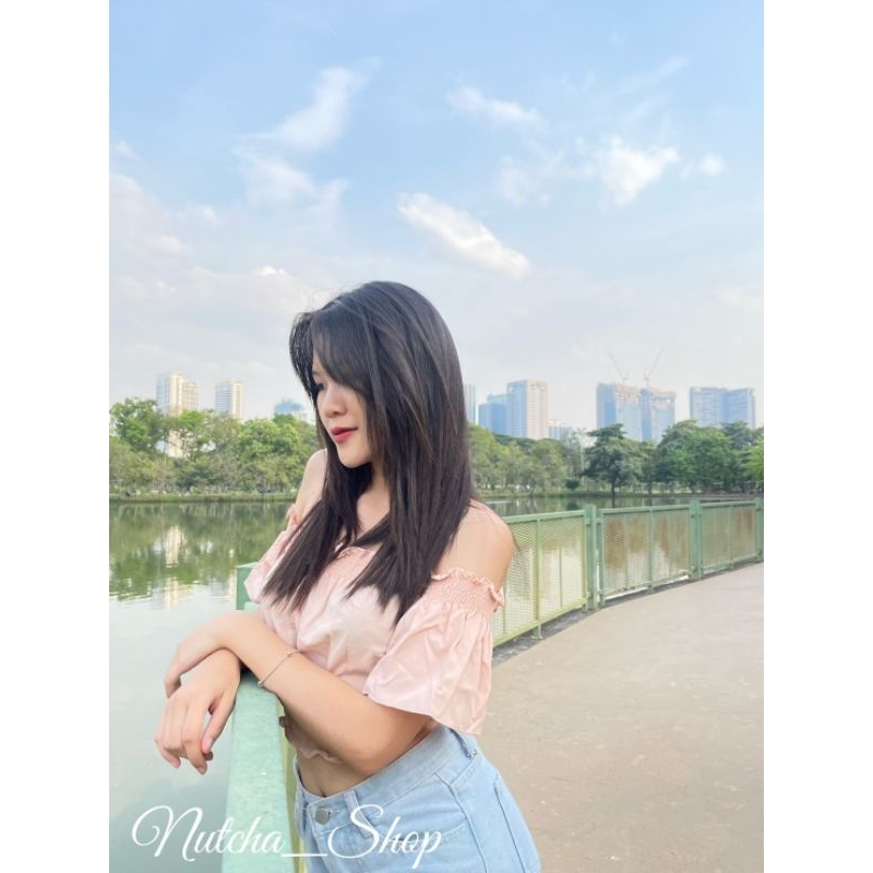 สม๊อกปาดไหล่เกาะอกเนื้อผ้าไหมอิตาลี่ผ้านิ่มใส่สบายสไตล์ลูกคุณหนูน่ารักงานตรงปก