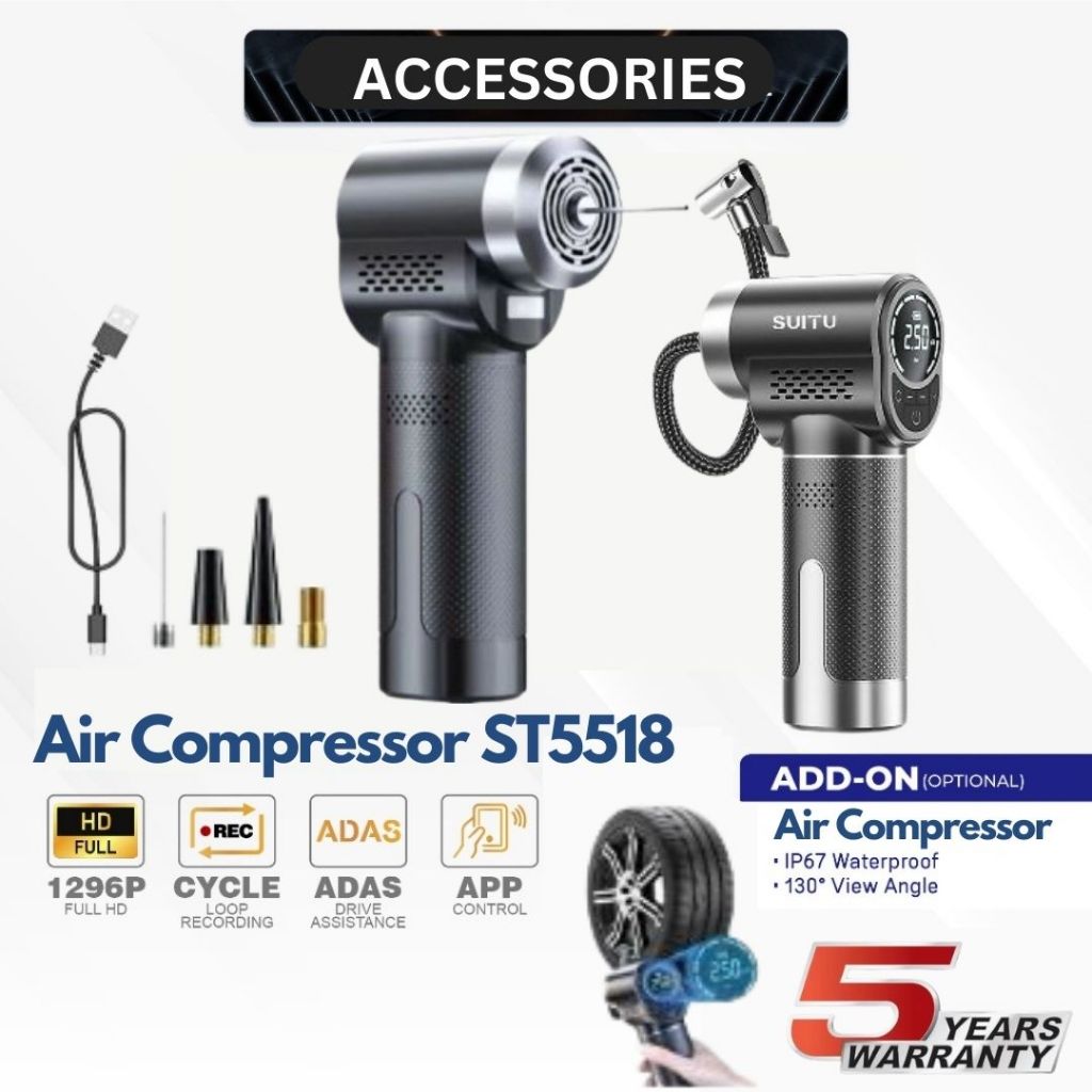Air Compressor ST-5518 รถปั๊มลมไร้สายมัลติฟังก์ชั่นแบบพกพามินิปั๊มพร้อมแสงสว่าง