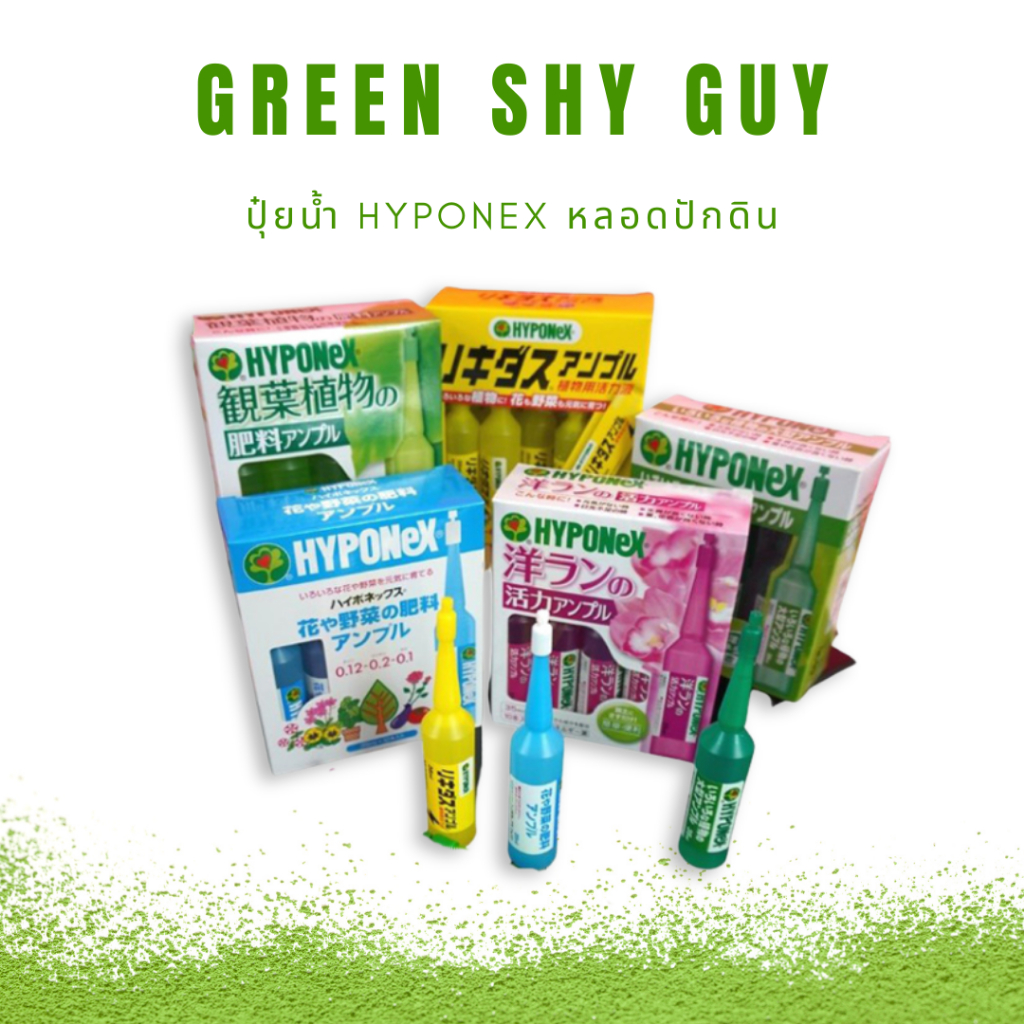 (made in Japan) ปุ๋ยปักดิน ปุ๋ยน้ำ ปุ๋ย HYPONEX Ampoule ไฮโพเนกซ์ แอมเพิล ขนาดเล็ก บำรุงพืชจากญี่ปุ่น สีฟ้า สีเขียว สีส้