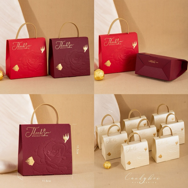 A009 พร้อมส่ง! (แพค5ใบ) กล่องหูหิ้วหนัง ใส่ของขวัญ ของชำร่วย เรียบหรูมาก