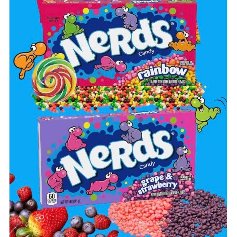 นำเข้า🇺🇸 Nerds Rainbow ,Grape and Strawberry Theater Box Candy, 5 oz