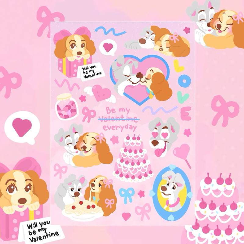 Sticker PVC Size A6 : Lady____ 🎀 Love Love 🩷