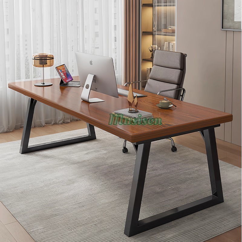 Musisen โต๊ะทํางาน โต๊ะเรียน โต๊ะคอมไม้ ขนาด 120/140/160cm สีวอลนัท