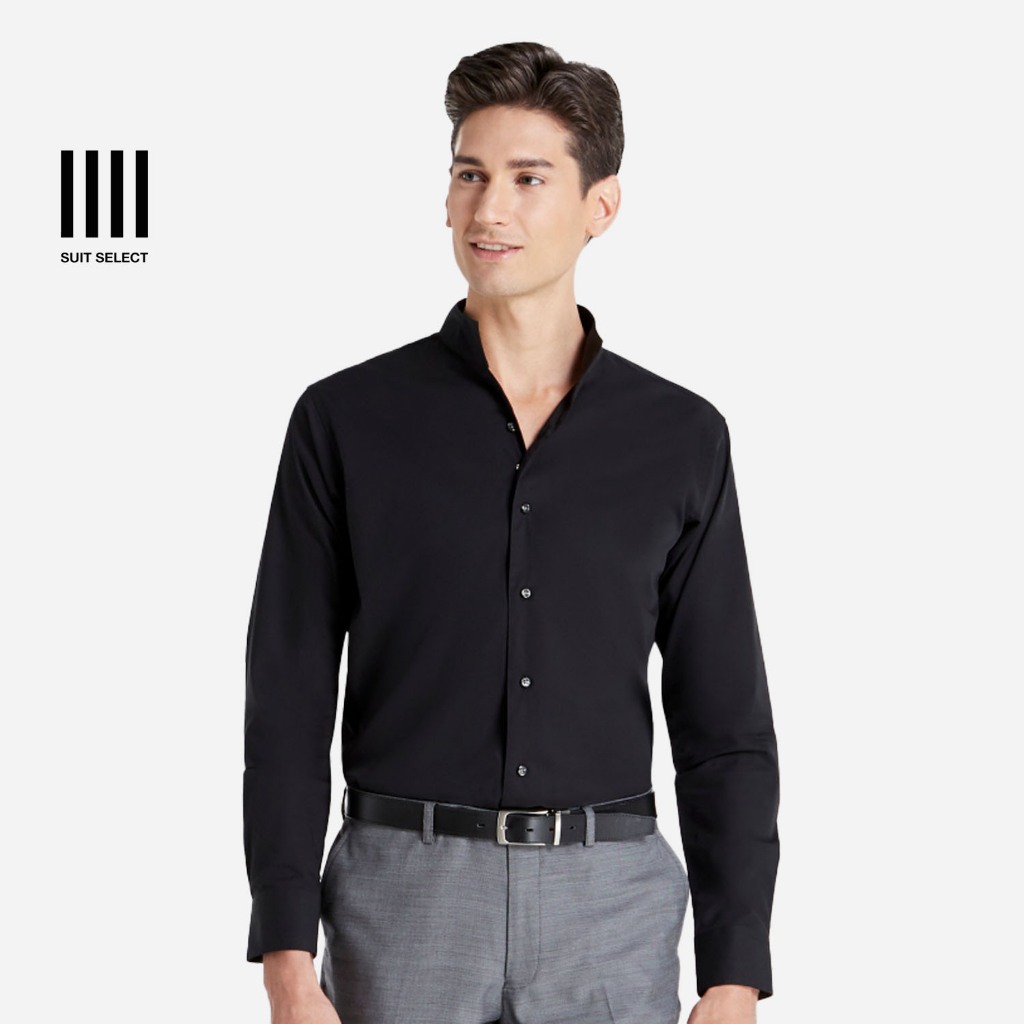SUIT SELECT Italian Shirt (Black) เสื้อเชิ้ตอิตาเลี่ยนสีดำ ทรงสลิม