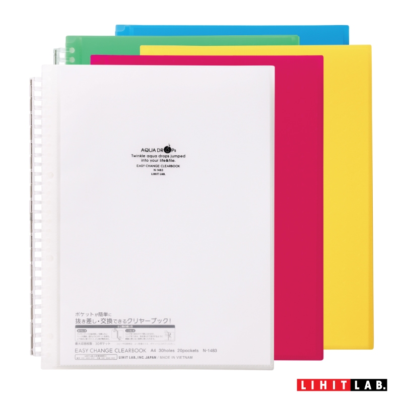 แฟ้มโชว์เอกสารเพิ่มไส้ได้ (LIHIT Aqua Drops Refillable Clear Book Easy Open A4) N-1483
