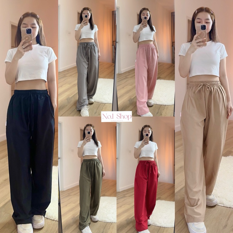 กางเกงสีเรียบNo.1Shop รุ่นClassicผ้าไหมญี่ปุ่น ผ้านุ่มใส่สบายไม่ขาดง่าย เชือดรูดได้