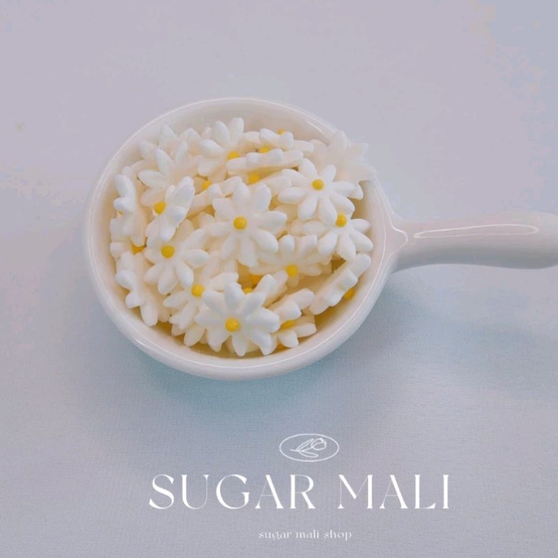 🌼กัมเพสดอกเดซี่🌼น้ำตาลตกแต่งหน้าเค้ก คัพเค้ก เบเกอรี่ ขนาด 1.8x1.8 cm 25ชิ้น/100ชิ้น