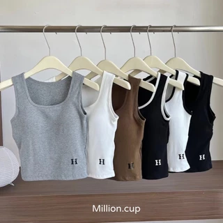 เสื้อกล้ามผ้าร่องผู้หญิง พร้อมบราตัวเดียวจบ ผ้ายืด ฟรีไซส์ พร้อมส่ง
