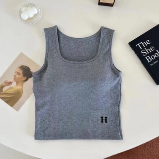 เสื้อกล้ามผ้าร่องผู้หญิง พร้อมบราตัวเดียวจบ ผ้ายืด ฟรีไซส์ พร้อมส่ง