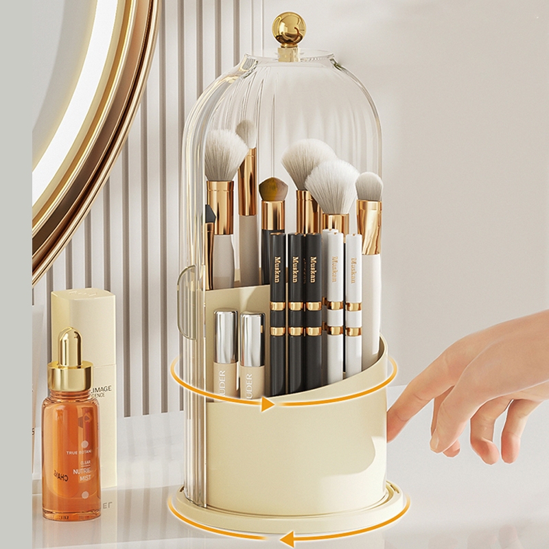 กล่องเก็บแปรงแต่งหน้า ที่เก็บแปรงแต่งหน้า มีฝาปิด หมุนได้ 360 องศา สามารถเก็บปากกาก็ได้ - รูปที่ 3
