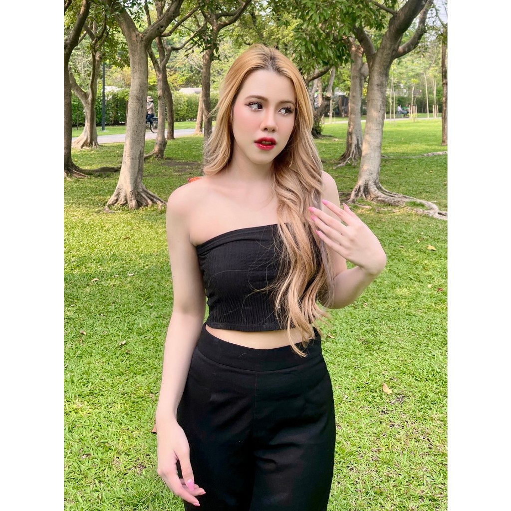 ครอปเกาะอก ผ้าเปลือกไม้ทรงดี 😻 ใส่แล้วไม่ร้อนไม่คันใส่สบาย ผ้ายืดตามตัว ใส่เที่ยวทะเล รุ่น เกาะอกmk