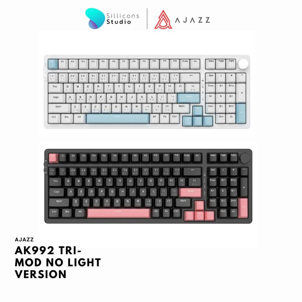 คีย์บอร์ดเกมมิ่ง Ajazz AK992 Tri-Mod  NO Light Version 99Key Gasket Mechanical Keyboard รับประกันสิน
