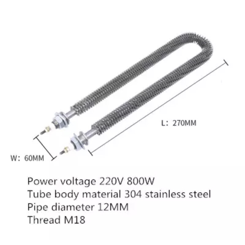 ขดลวดความร้อนแบบมีครีบระบาย(Finned Heater) รูปตัวU แรงดันไฟฟ้า 220V ขนาด 800W