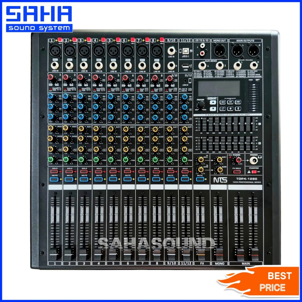 NTS TOP4-1280 POWERMIXER เพาเวอร์มิกเซอร์ 12 INPUT (800W) sahasound - สหซาวด์
