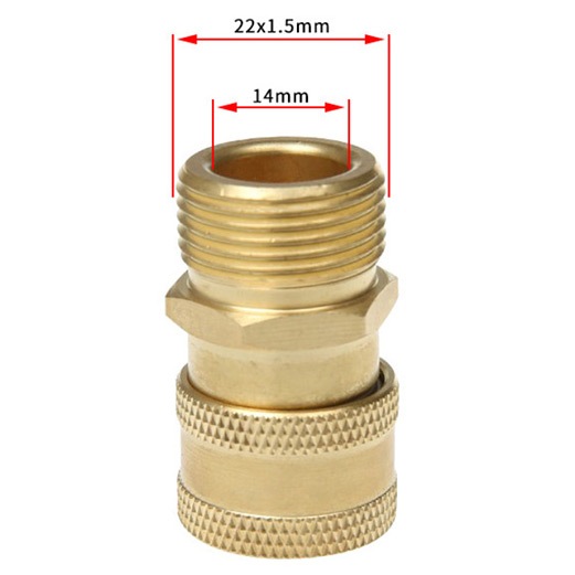 ข้อต่อปั๊มนำ้แรงดัน M22-Quick Connect 1/4" มีแกน14mm และ 15mm
